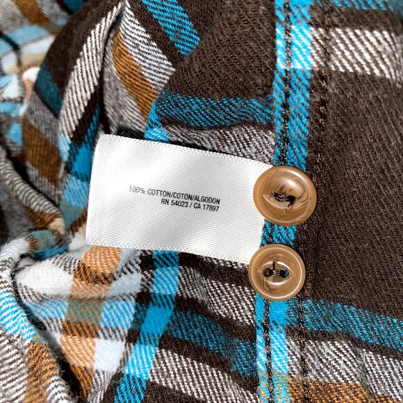 OLD NAVY Vintage Flannels Cotton Long Sleeves in Brown & Blue size S - Picture 8 of 8